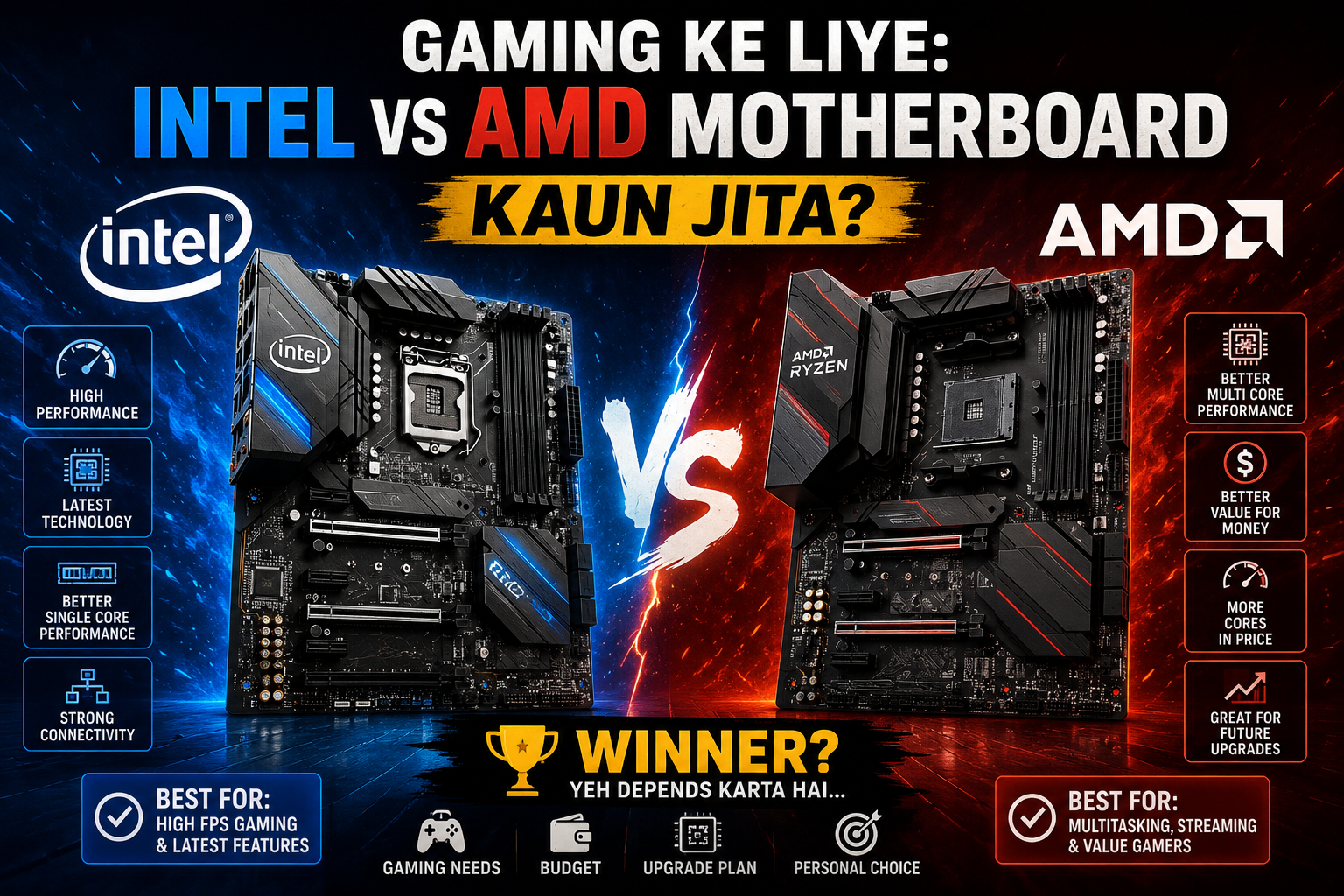 Intel vs AMD Motherboard 2026: Kaunsa Platform Better Hai Gaming, Editing aur AI Workloads Ke Liye?